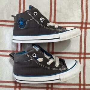 Converse Gray/ Blue Toddler Boys High Tops Sneaker Shoes Sz 9 EUC